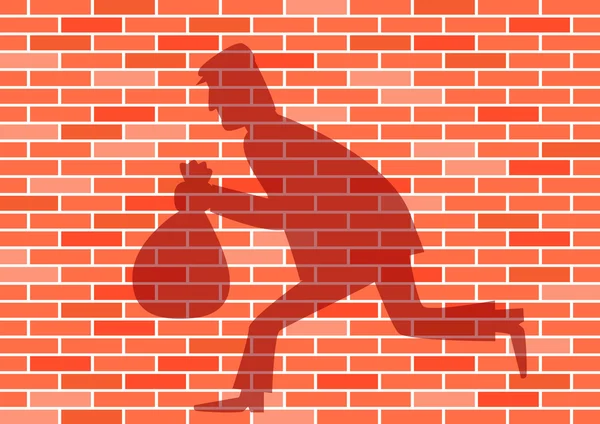 Ombre sur le mur de briques — Image vectorielle