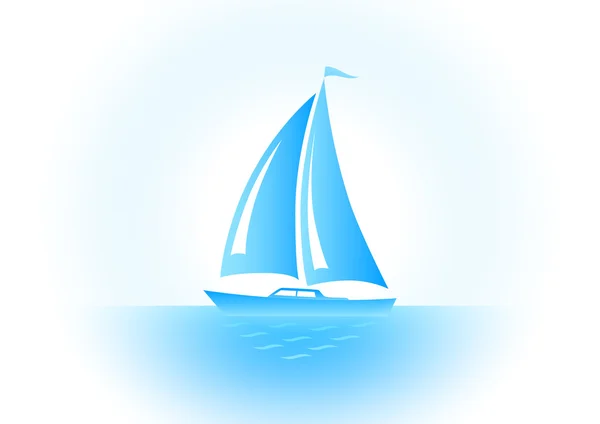 青いヨット — ストックベクタ