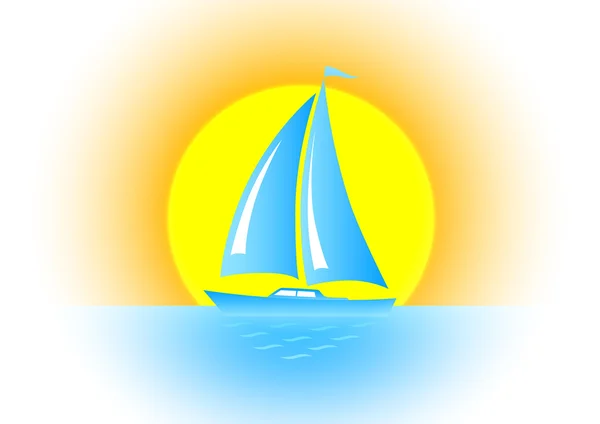 Blå segelbåt — Stock vektor
