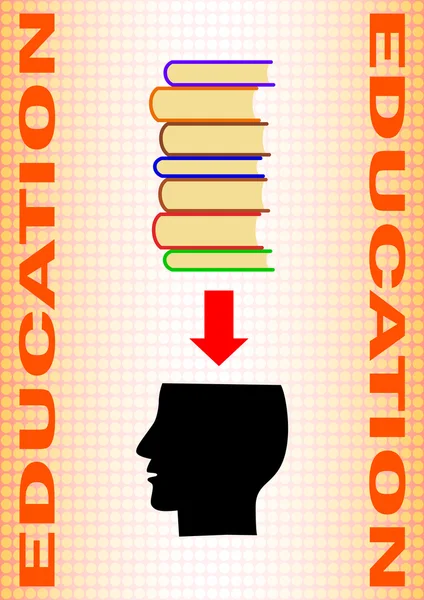 Schwarze Silhouette des Kopfes mit Büchern — Stockvektor