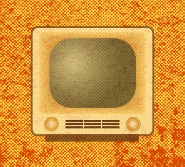 Turuncu zemin üzerine Retro tv