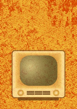Turuncu zemin üzerine Retro tv
