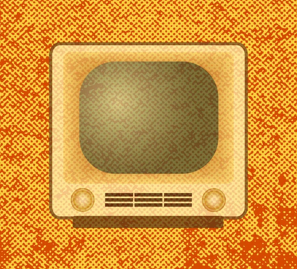 Retro TV sobre fondo naranja — Vector de stock