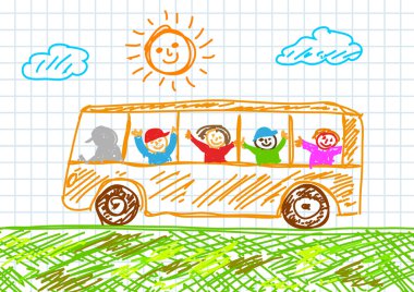 Drawing of bus clipart