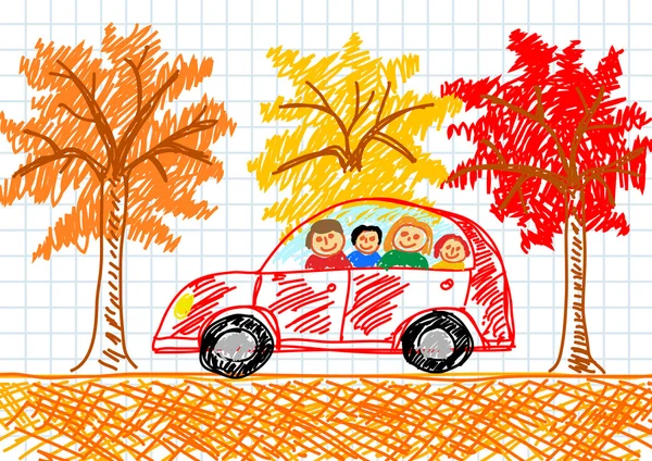 Zeichnung von rotem Auto — Stockvektor