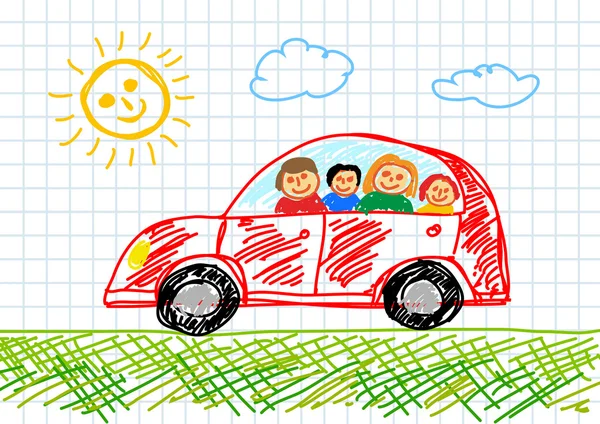 Zeichnung von rotem Auto — Stockvektor