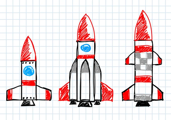 Drawing of rockets — Stock Vector