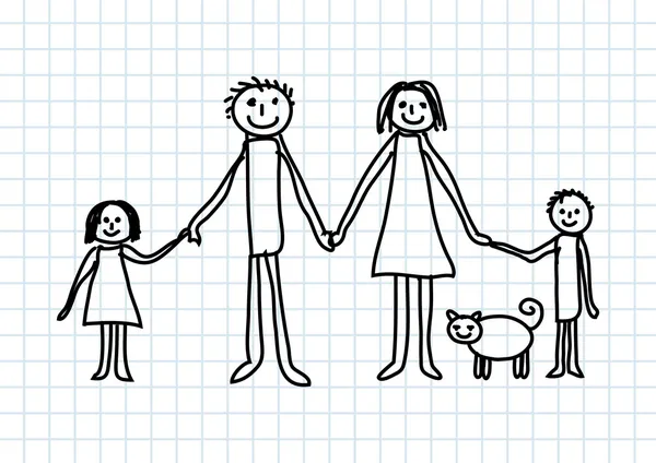 Zeichnung der Familie — Stockvektor