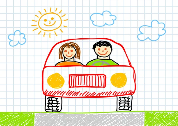 绘图的红车 — 图库矢量图片