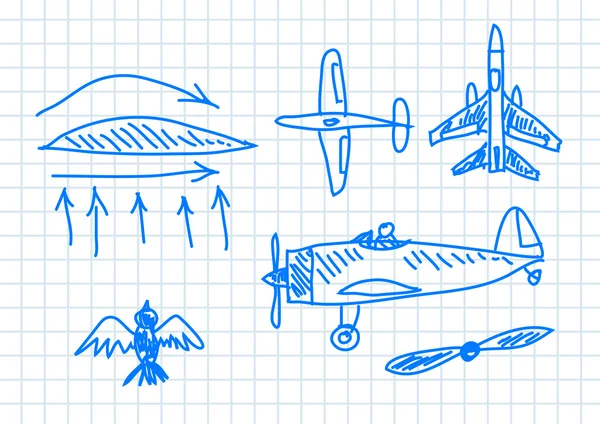 Zeichnung von Flugzeugen — Stockvektor