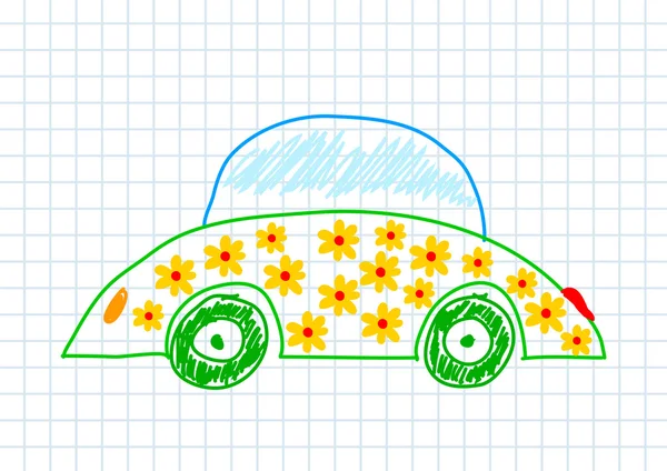 Dibujo del coche ecológico — Vector de stock