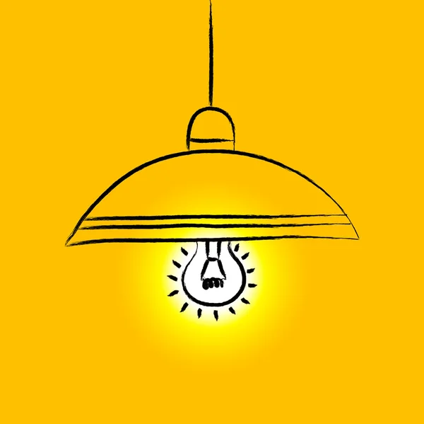 Ritning av gul lampa — Stock vektor