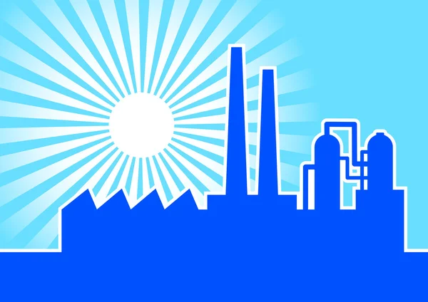 Silhouette bleue de l'usine — Image vectorielle