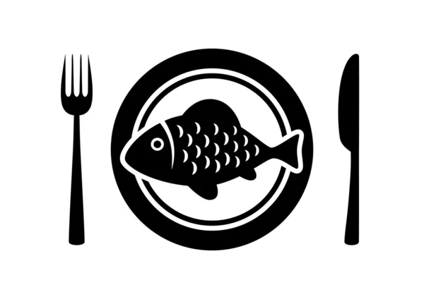 Ψάρια στο πιάτο πορσελάνης — Διανυσματικό Αρχείο