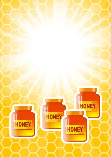 蜂蜜の瓶と背景 — ストックベクタ