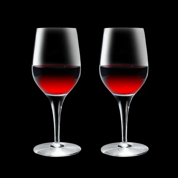 Víno brýle na černém pozadí — Stock fotografie