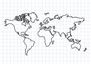 Drawing of map on squared paper clipart