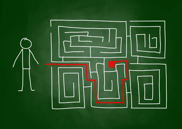 Tekening van labyrint op blackboard — Stockvector