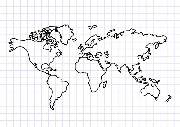 方形纸上绘制的地图 — 图库矢量图片