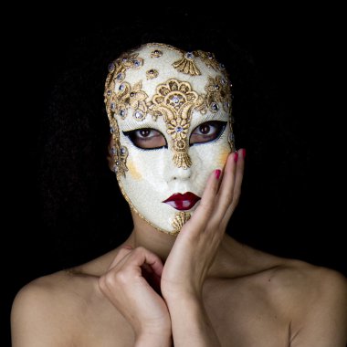 Portrait of a masked woman. clipart