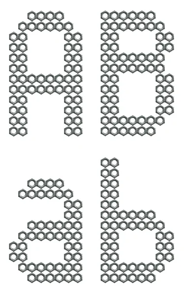 Endüstriyel vida somun font, harfler bir ve b — Stok fotoğraf