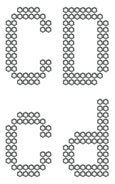 Промисловий гвинтовий шрифт, літери C і D — стокове фото