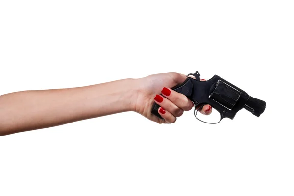 リボルバー拳銃を持つ女性の手 — ストック写真