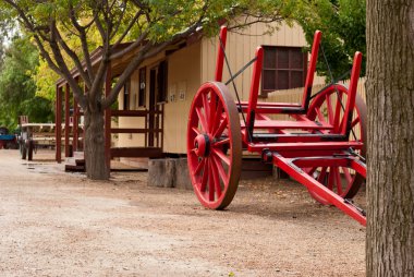 Red cart in Echuca historic port, Australia clipart