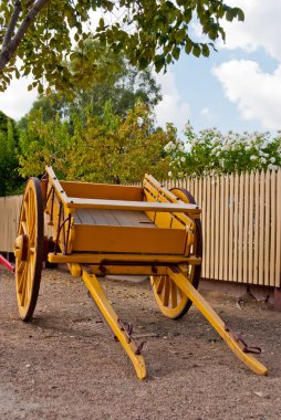 Yellow cart in Echuca historic port, Australia clipart