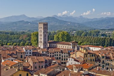 Lucca panoramik görünümü, Toskana, İtalya