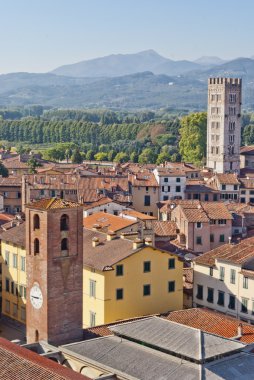 Lucca panoramik görünümü, Toskana, İtalya