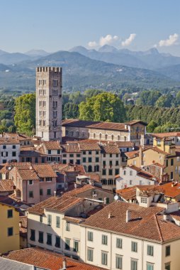 Lucca panoramik görünümü, Toskana, İtalya