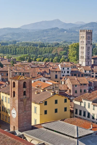 Lucca panoramik görünümü, Toskana, İtalya — Stok fotoğraf