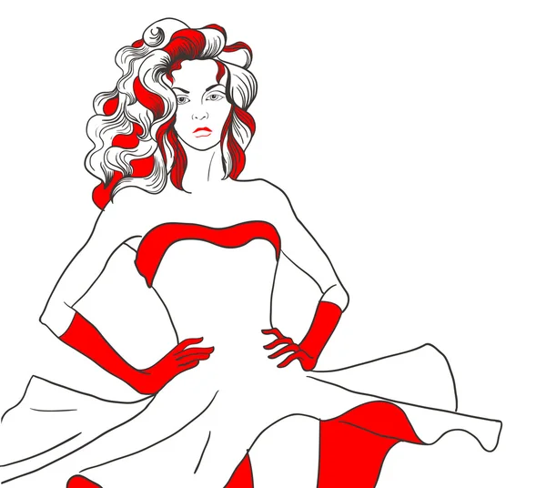 Jeune femme en robe de tissage — Image vectorielle