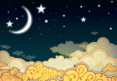 Cartoon style night sky clipart