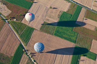 Aerial view of hot air balloons clipart