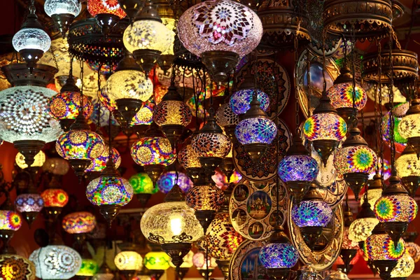 stock image Turkish lamps in the Grand Bazaar, Istanbul, Turkey