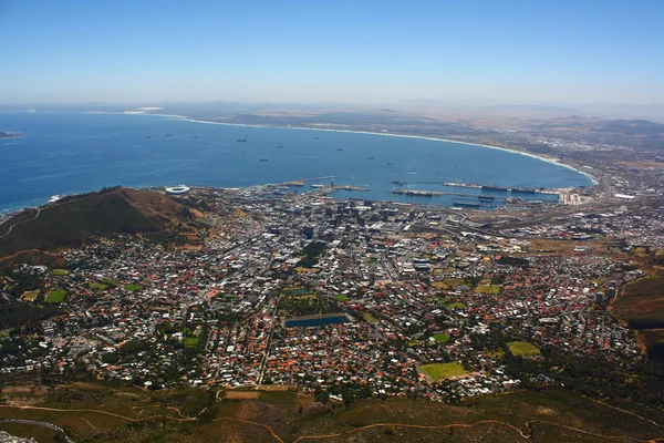 Utsikt över Kapstaden från Taffelberget, Sydafrika Stockbild