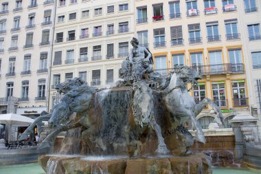 Fontaine Bartholdi (circa 1892) on the Terreaux squire in Lyon clipart