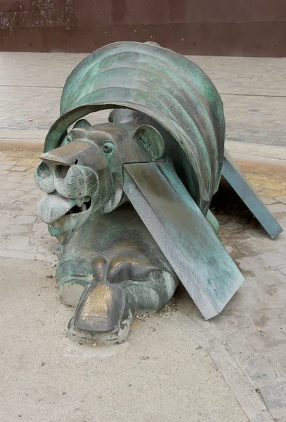 Bronz szobor, oroszlánok, lyon, Franciaország. — Stock Fotó