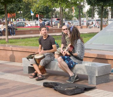 sokak müzisyenleri Kaliningrad, Rusya Federasyonu