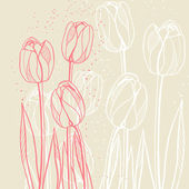 abstraktní květinové ilustrace s tulipány na béžové pozadí.
