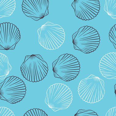 Seamless hand drawn texture of shells. Vector Illustration.
