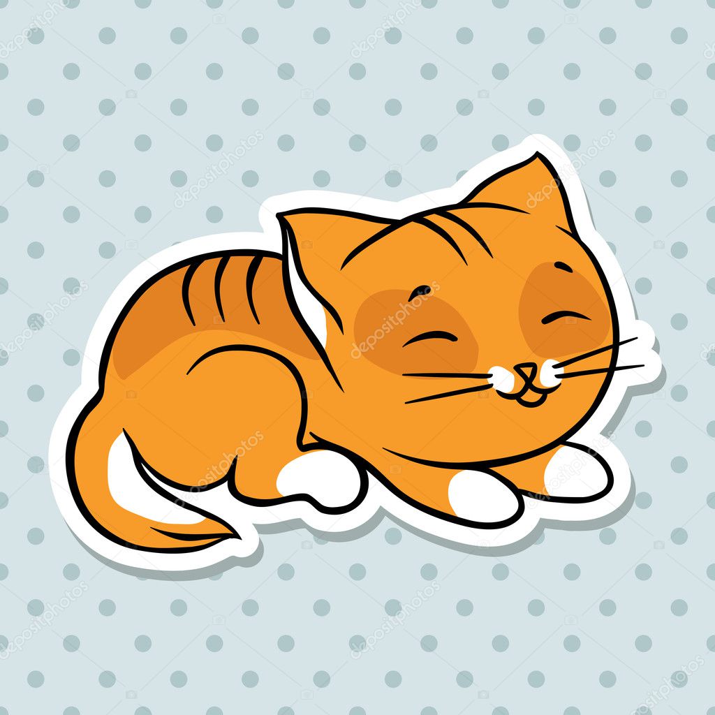 Kırmızı şirin komik kedi uyku. vektör çizim. — Stok Vektör ©