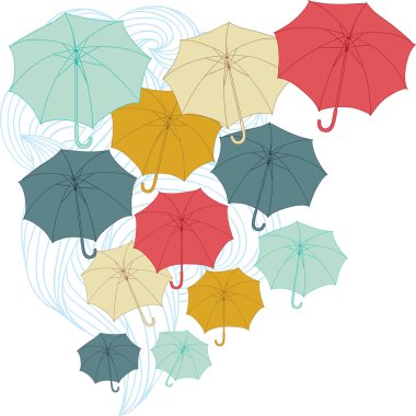 Background with collor umbrellas. Vector autumn illustration. vector