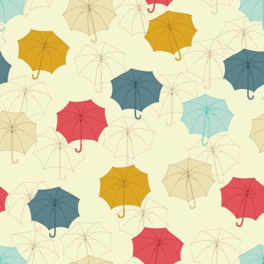 Seamless pattern with cute umbrellas. Vector illustration. vector