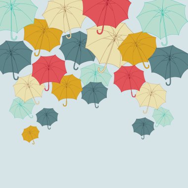 Background with collor umbrellas. Vector autumn illustration. vector