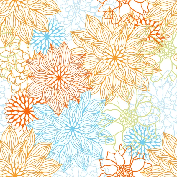Vector background with hand drawn flowers. (Seamless Pattern) — Stock Illustration Vector background with hand drawn flowers. (Seamless Pattern) Vector Graphics