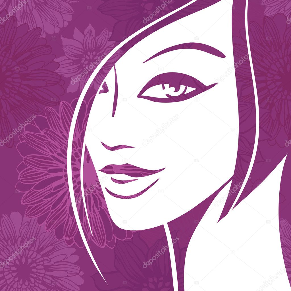 Abstract girl portrait. Beautiful woman vector silhouette. — Stock