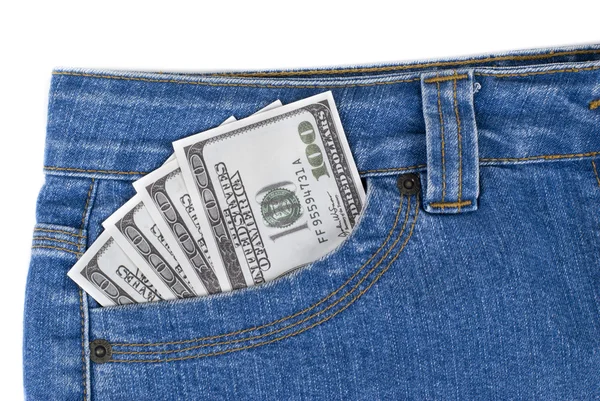 Dólares en un bolsillo — Foto de Stock